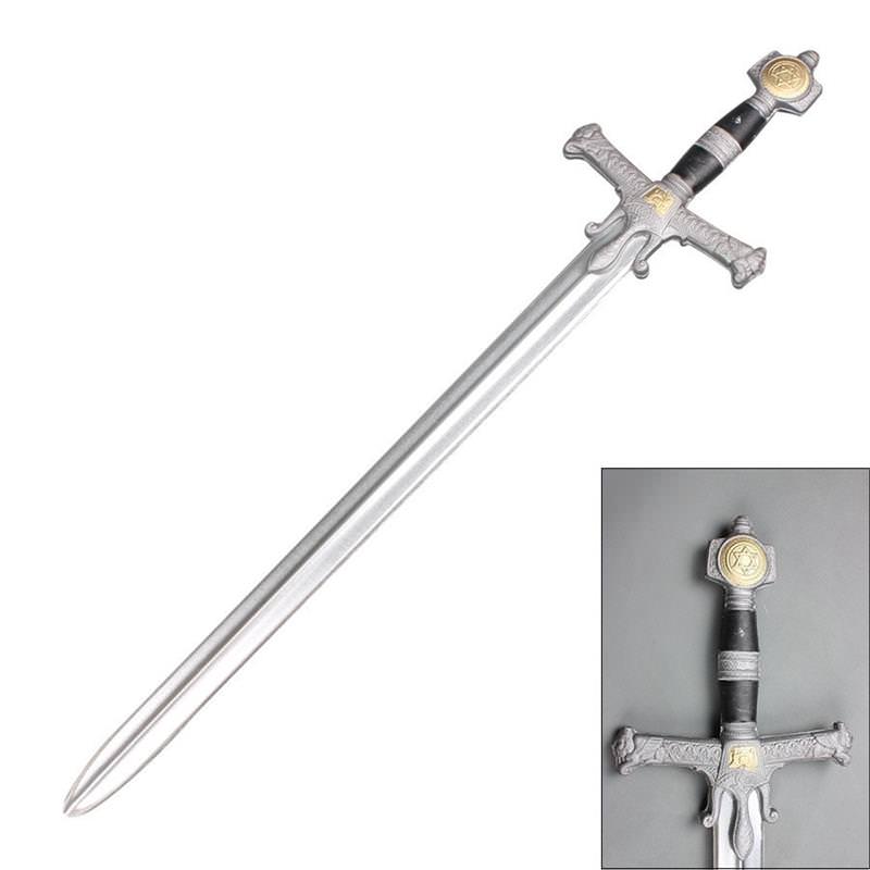 42" King Soloman Medieval Foam Cosplay Sword with Metallic Blade - Tophatter's Army Products & Self Defense Collectible Weapons - Tophatter Daily Deals